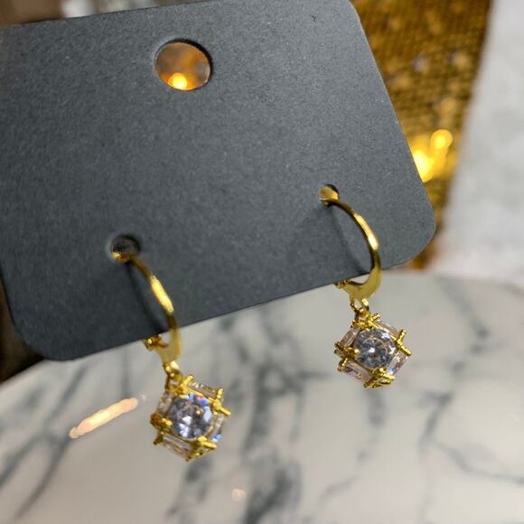 GOLD PLATED Sparkling Ball CZ Dangle Drop Earrings Women Fashion Jewelry - Picture 5 of 7